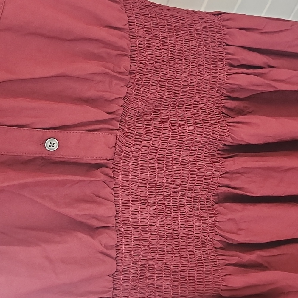 Maroon Button-Up Dress, Xs - Picture 4 of 8
